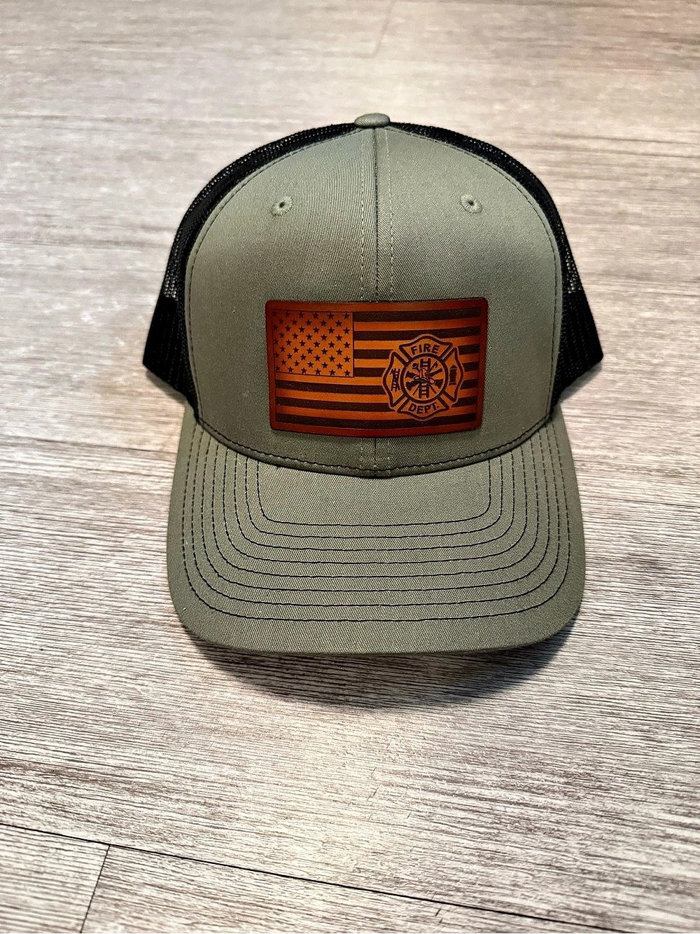 Richardson Style 112 Fire Department Trucker Hat in Green & Black